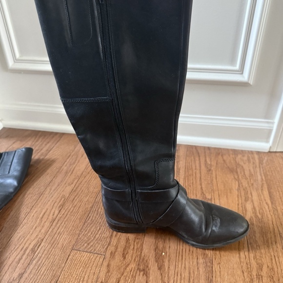 NINE WEST BLOGGER BLACK PREMIUM LEATHER SIDE ZIP TALL RIDING BOOTS 6M - Picture 7 of 11